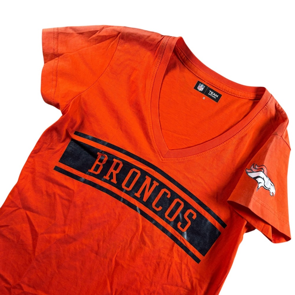 NFL Team Apparel‎ Denver Broncos Orange V-Neck Graphic T-Shirt Womens M Read